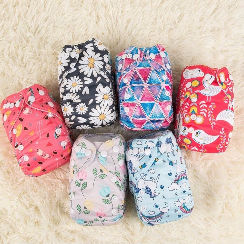 6 Alva Baby Newborn Cloth Diapers (12 inserts) NWOT